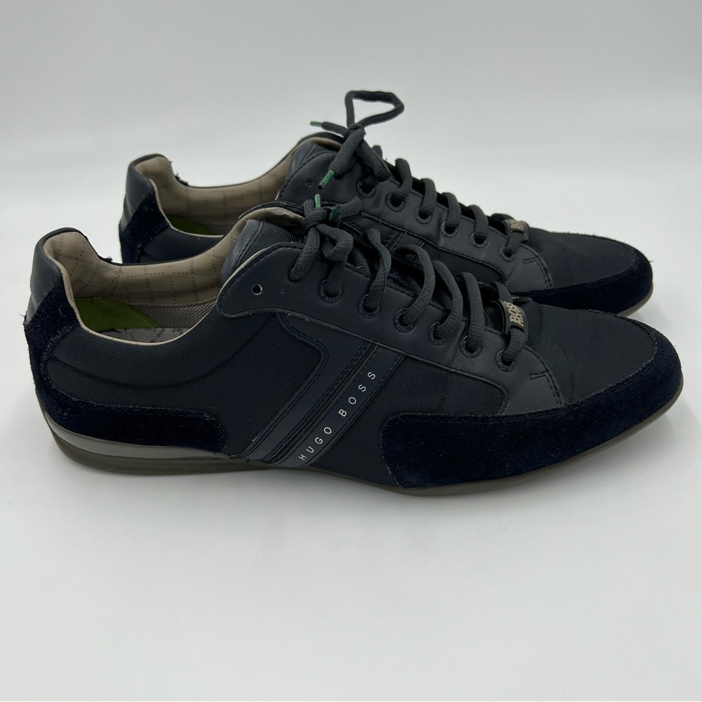 HUGO BOSS MIXED-MATERIAL TRAINERS WITH SUEDE AND FAUX LEATHER SNEAKERS